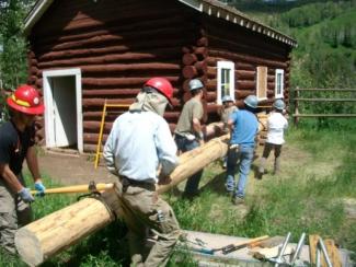Historic Preservation work being done on an historical Forest Service Guard Stat.jpg Historic Preservation work being done on an historical Forest Service Guard Stat