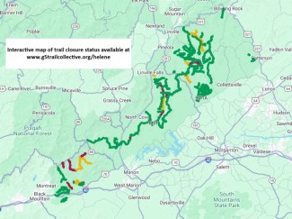 Map describing areas on GRD closed due to Hurricane Helene
