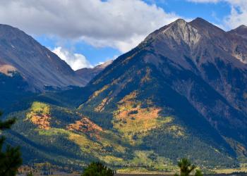a mountain with vibrant fall colors