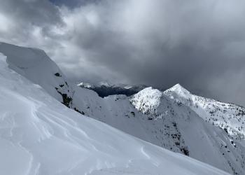 A snow-covered mountain peak