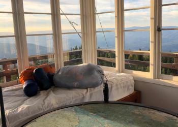 Photo from the interior of the Up Up Lookout tower.