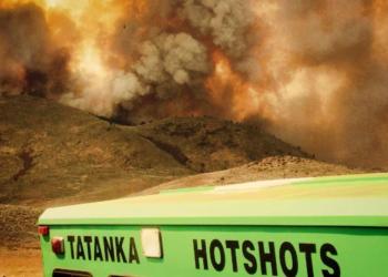 Tatanka Hotshots truck with fire in background
