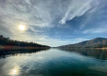 Lake photo with clouds in the sky