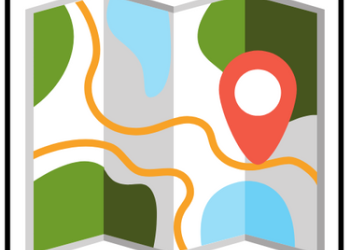 Graphic logo of a paper map
