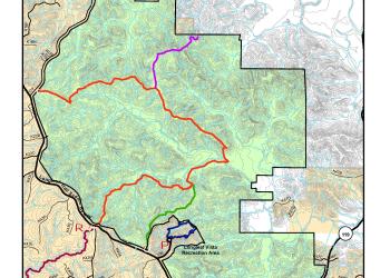 map detailing the trails found in kisatchie hills wilderness