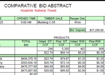 bid abstract for mustang c58 timber sale