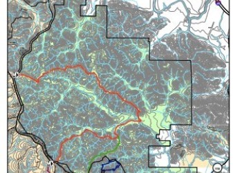map showing the various trails in the wilderness area