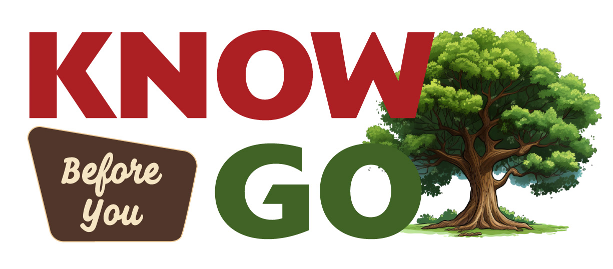 Know before you go logo with tree