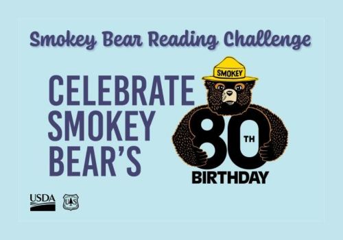 Smokey Bear graphic with the number 80 to celebrate his 80th birthday