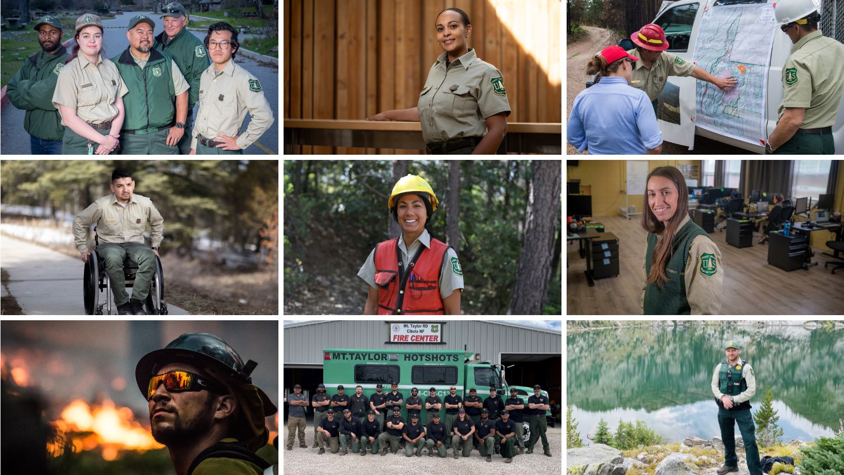 collage of Forest Service employees in various occupations