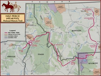 Map of Nez Perce National Historic Trail