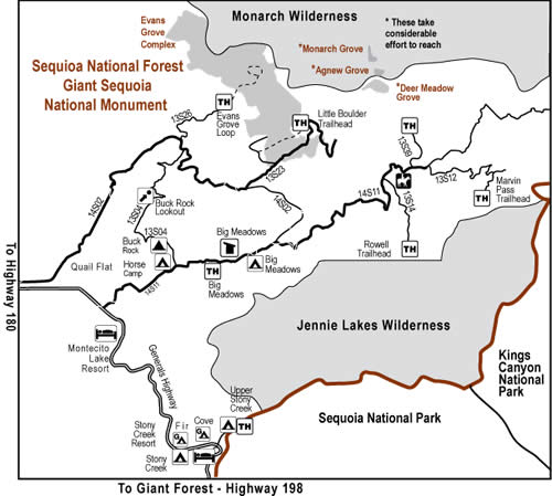 Generals Highway map