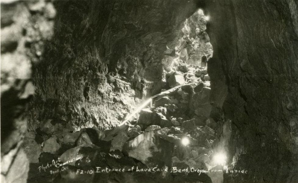 Historic photo of entrance to Lava River Cave
