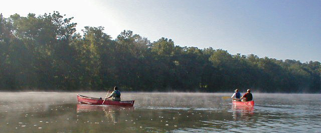 Allegheny River - Canoes in mist