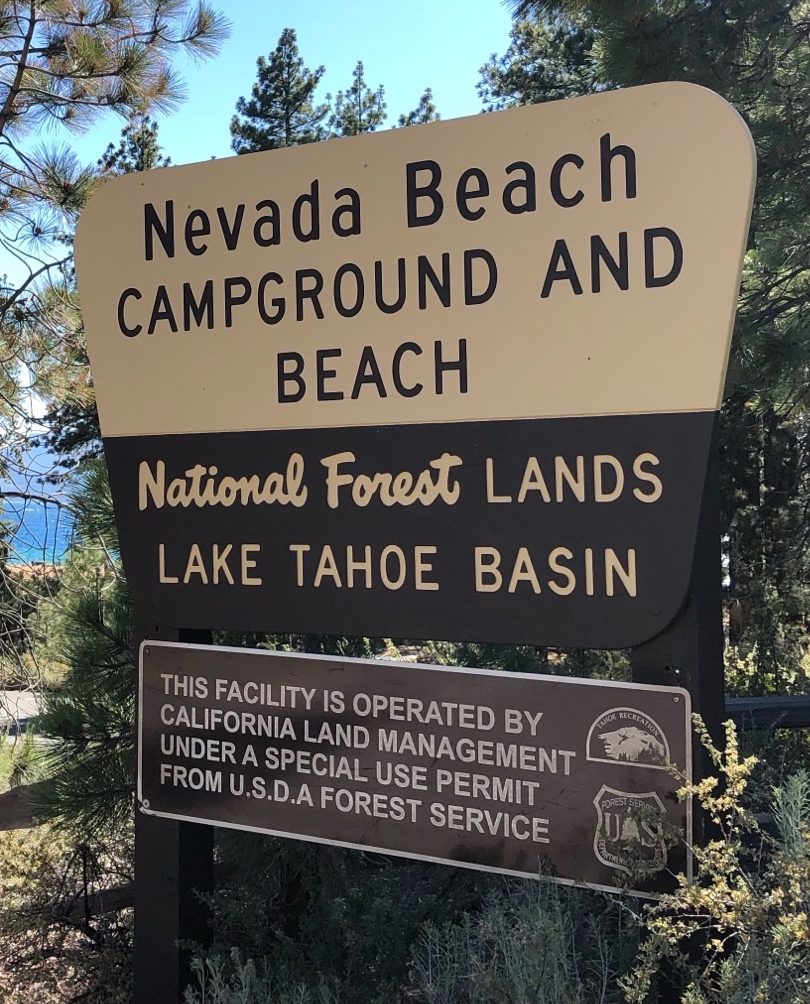 Nevada Beach and Campground Sign