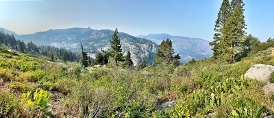 Southward view of canyon and rocky cliffs from future new trail segment