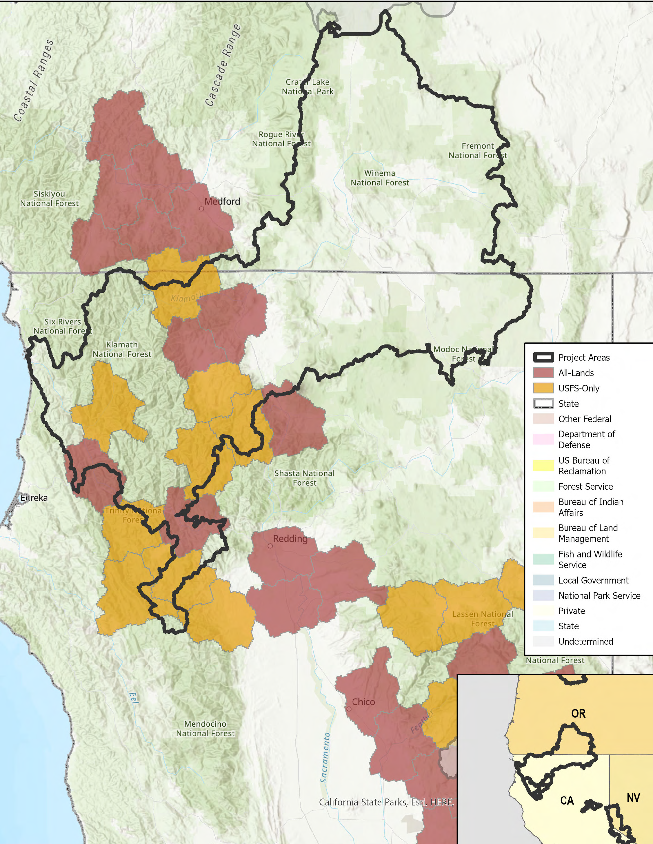 This map shows the Klamath National Forest areas to be treated, part of the Wildfire Crisis Strategy