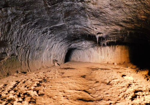 Subway Cave is a large lava tube cave you can walk through on the Lassen National Forest.