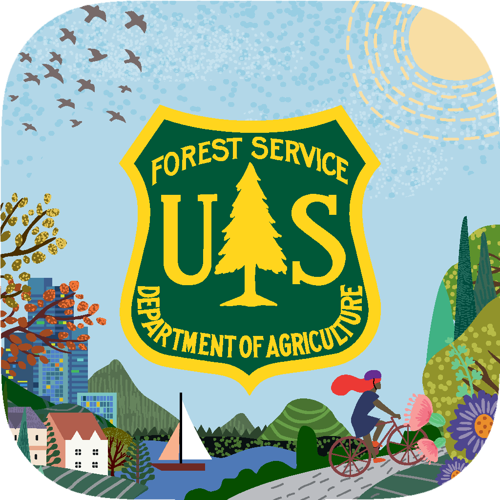an icon for a mobile app featuring the Forest Service shield.                                        