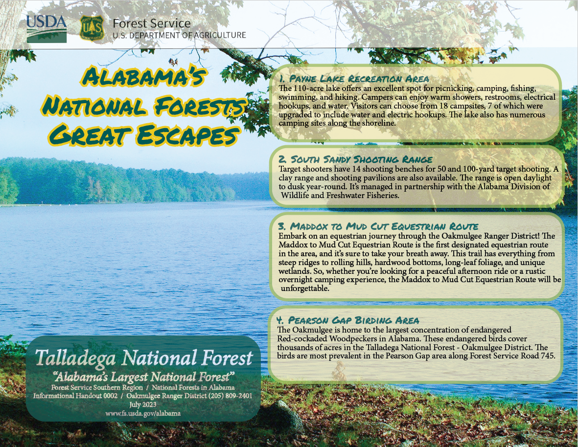 Alabama's National Forests Great Escapes- Talladega National Forest Oakmulgee Creek RD