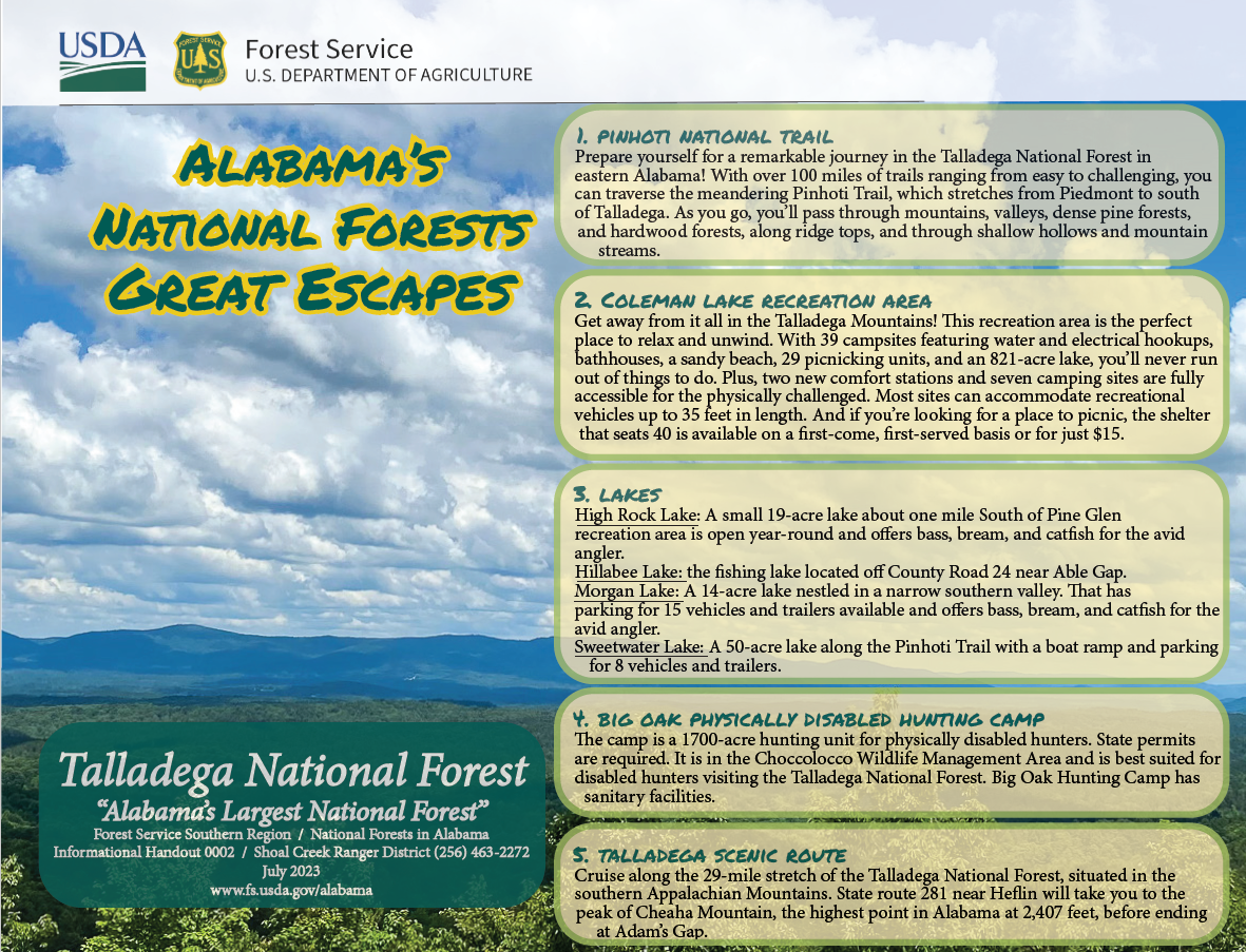 Alabama's National Forests Great Escapes- Talladega National Forest Shoal Creek RD