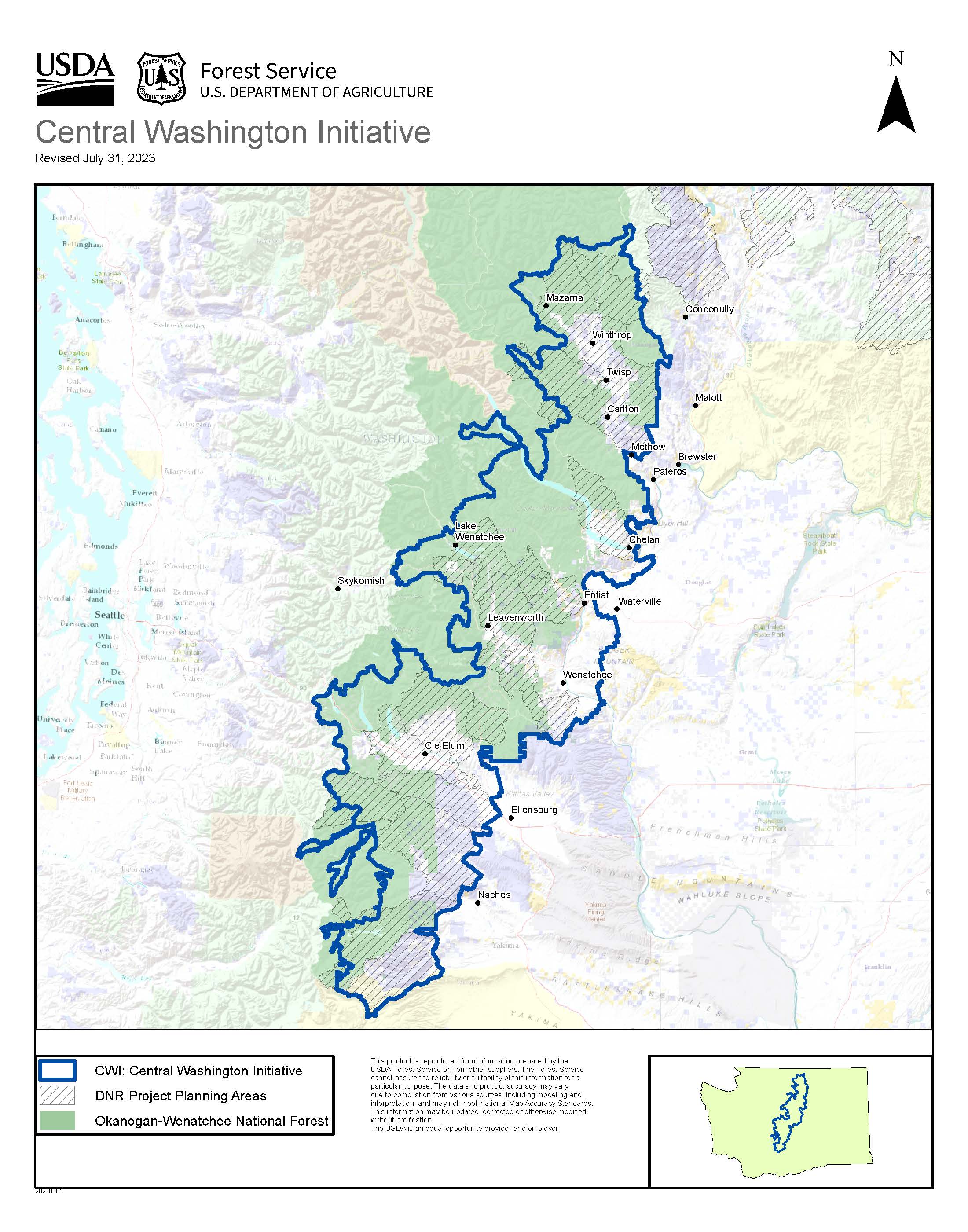 Map of Central Washington Initiative planning area