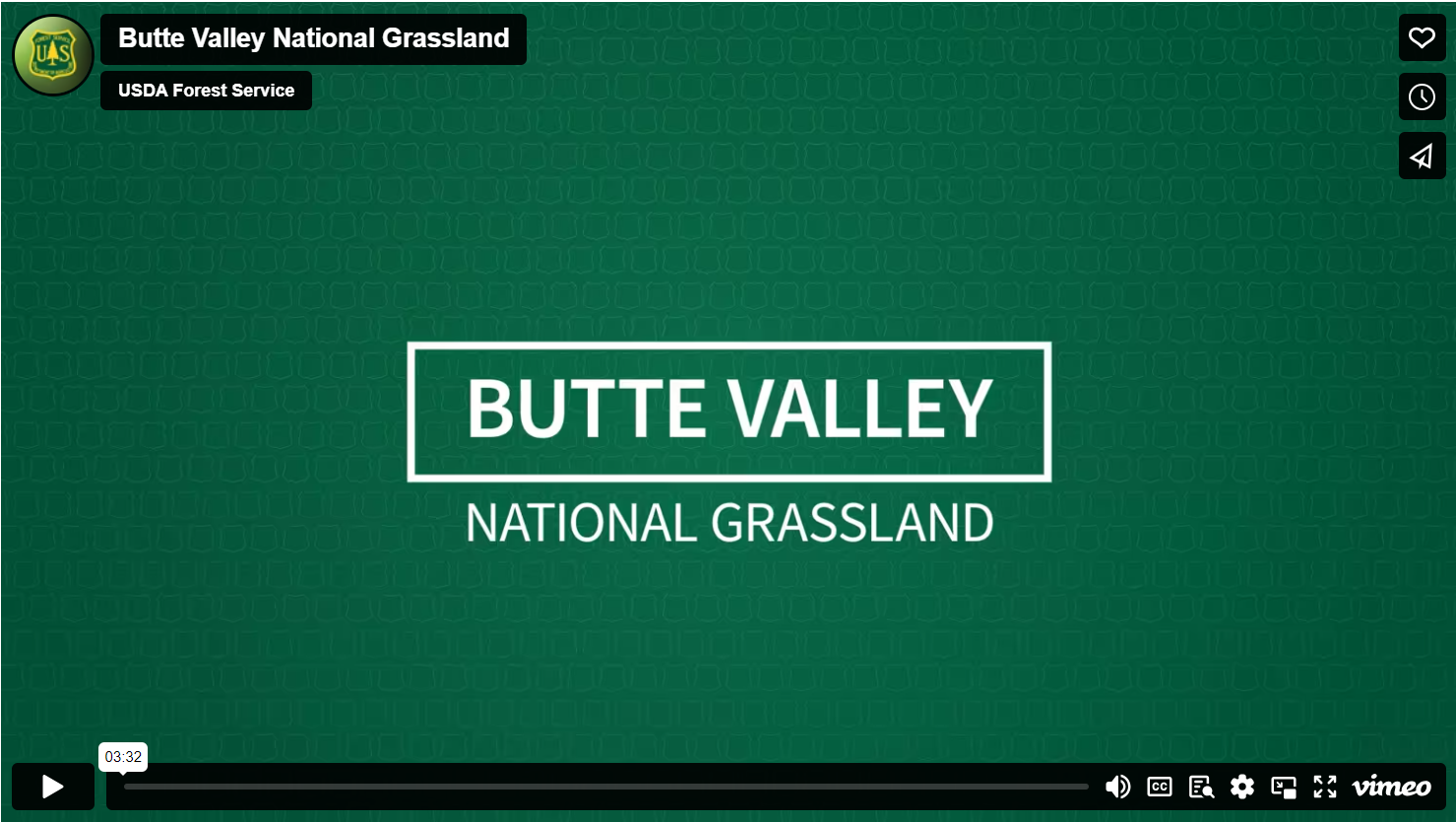 Video player for Forest News Episode 22 on the topic of Butte Valley National Grassland
