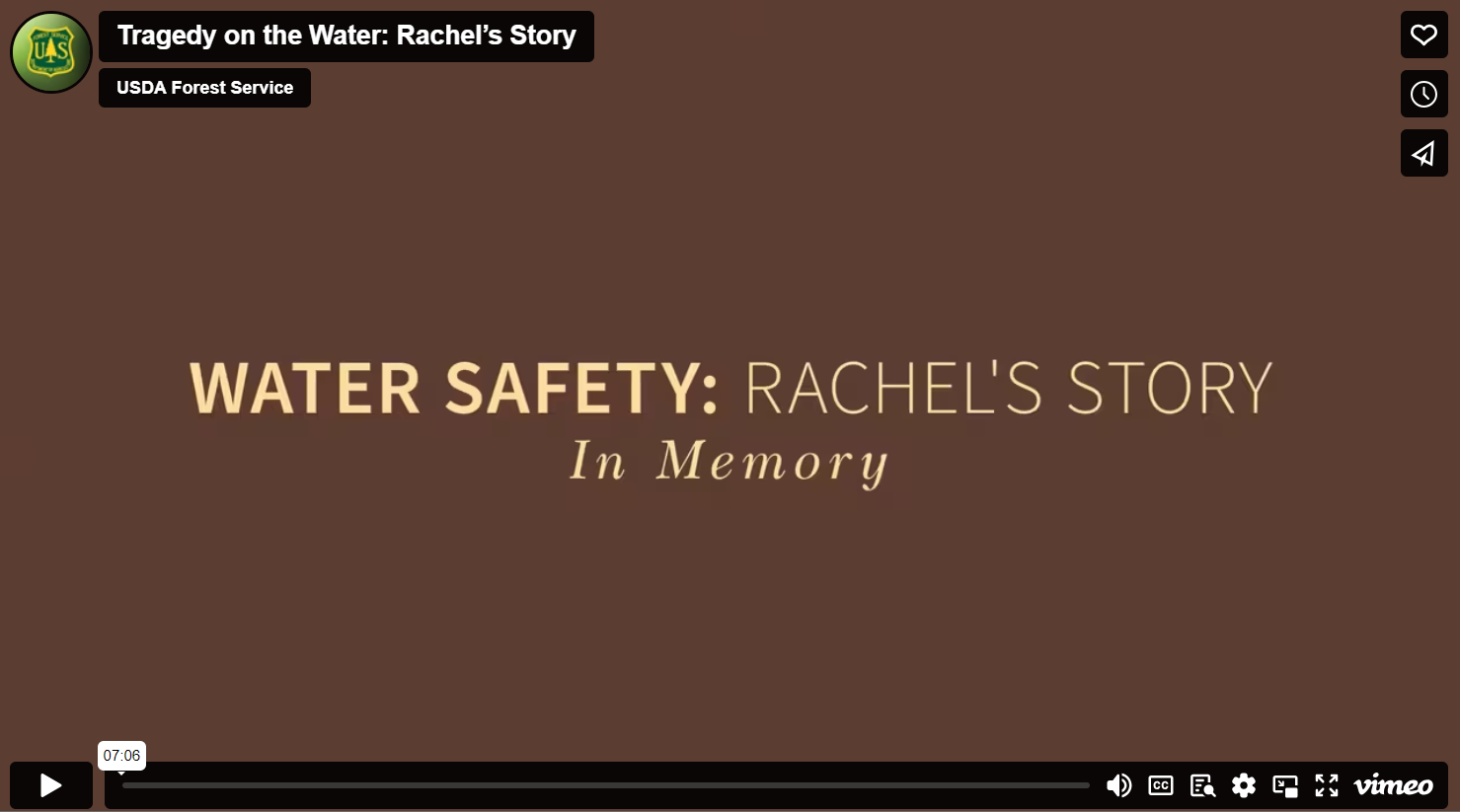 Video player for Forest News Episode 25 on the topic of Tragedy on the Water: Rachel’s Story