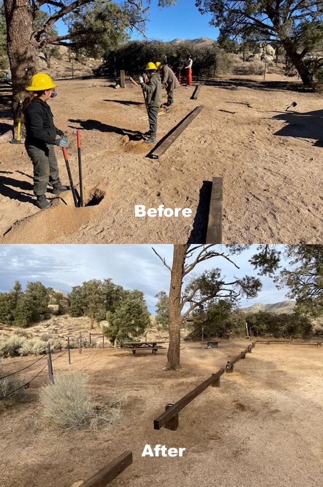 The image shows before and after photos of Campground Site 2