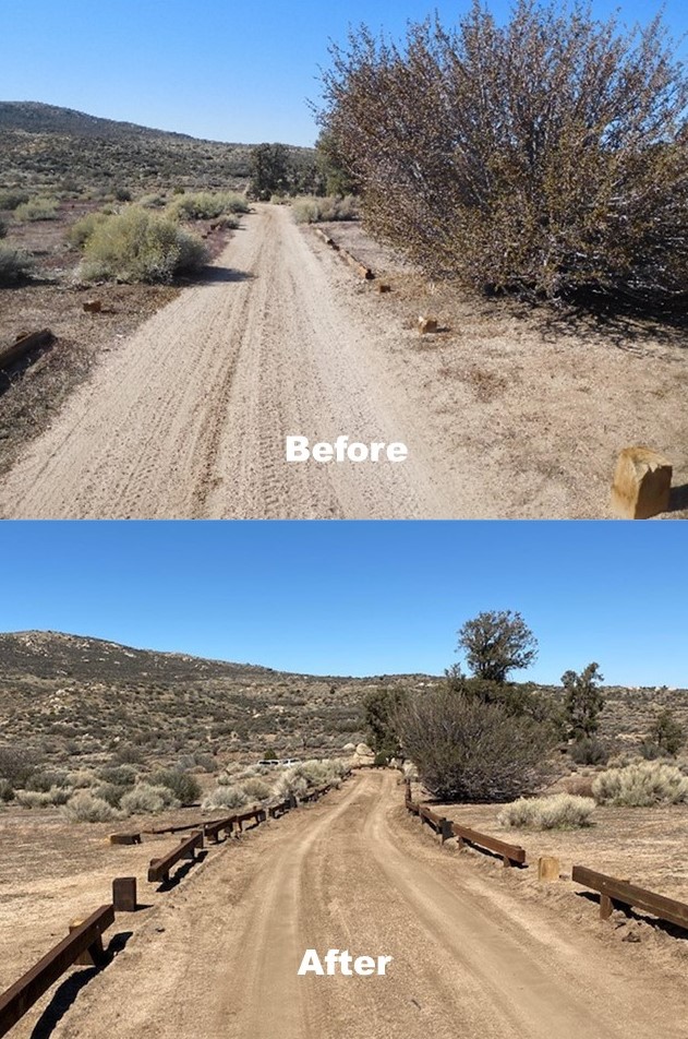 The image shows before and after photos of the campground loop on the south end.