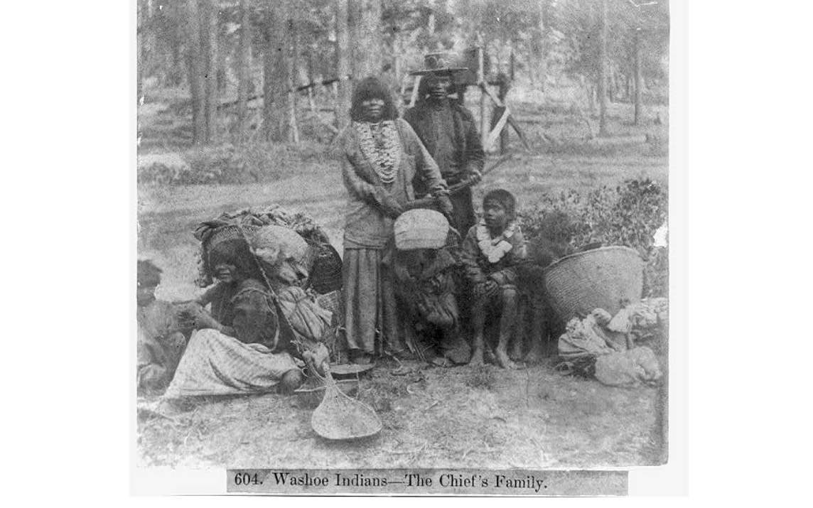 A black and white photo of a Washoe family.