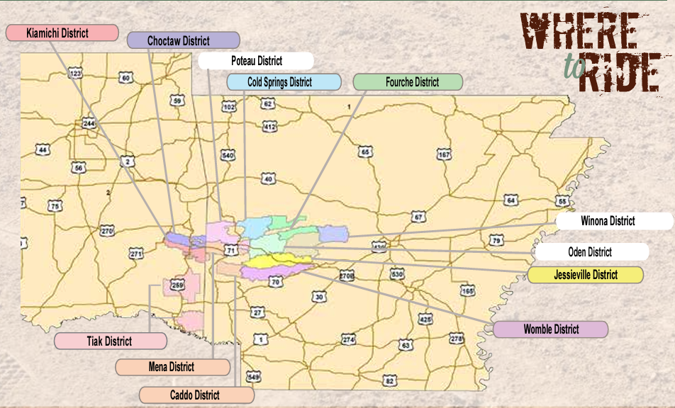 Map of districts that have OHV riding opportunities