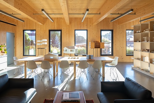 open area showcasing wood materials made of Mass Timber