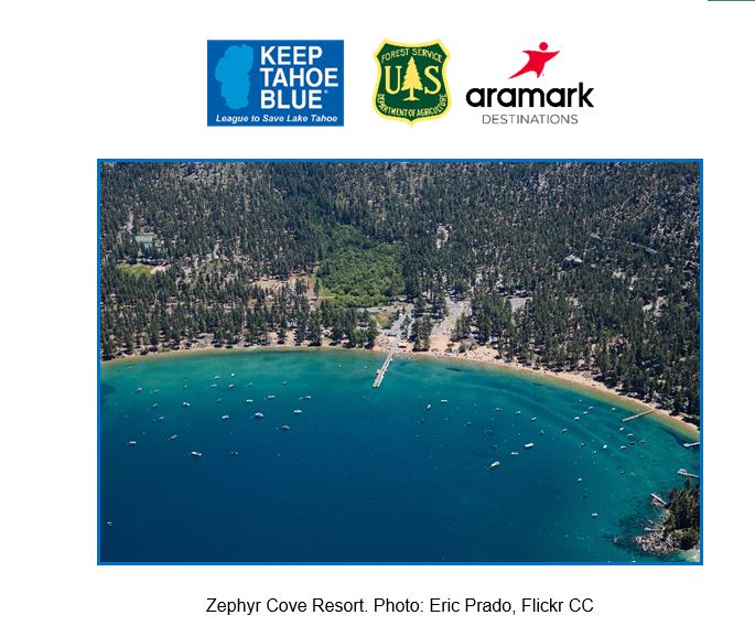 Aerial-Photo-Zephyr-Cove-Resort-by-Eric-Prado-Flickr-CC-The-League-to-Save-Lake-Tahoe-Aramark Destinations-USDA Forest Service-logos
