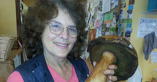 Mushroom forager Anna Moore, holding a King Bolete mushroom, will present Nov. 14 at Cape Perpetua