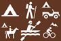Summer Recreation icons - Collection of white summer recreation icons inside a brown square