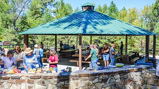 Group gathering at Thumb Butte Picnic Area