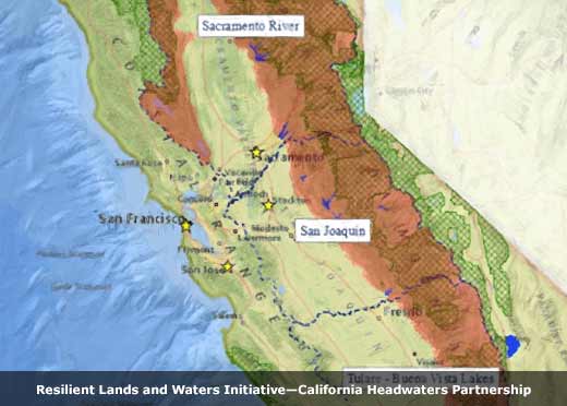 Map illustration of California Headwaters