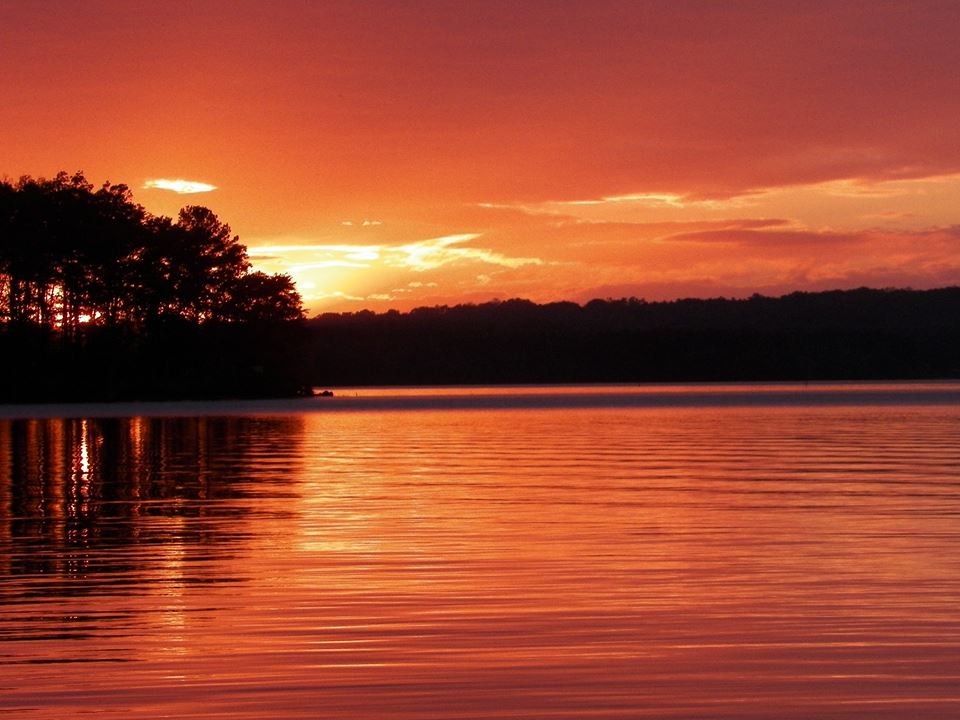 The sun sets over Badin Lake on the Uwharrie National Forest. Photo: Robin Touw