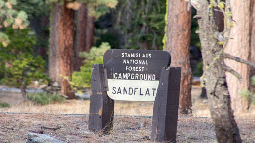 Sand Flat Campground Entrance Sign