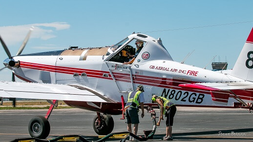 Loading a Single Engine AirTanker, better known as a SEAT.