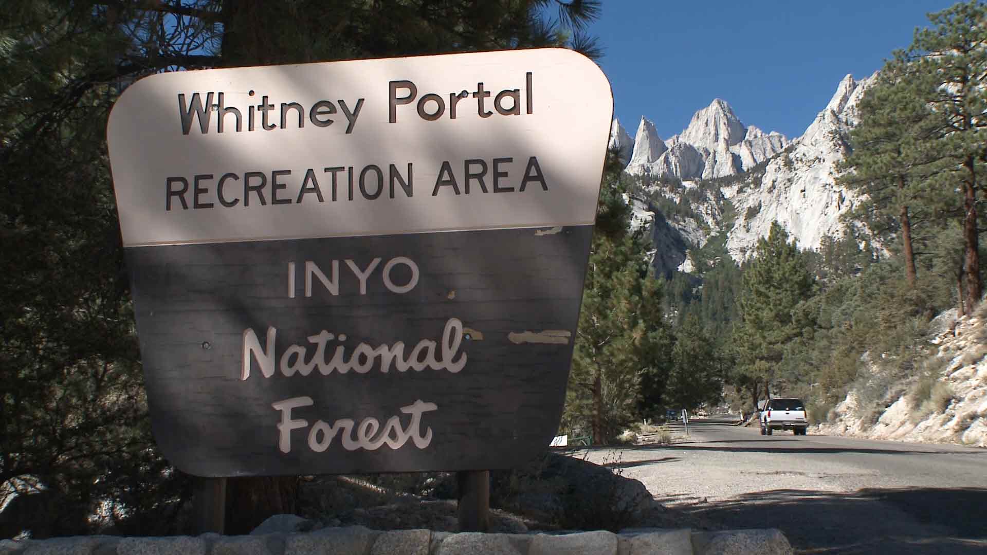Sign of Whitney Portal Recreation Area.