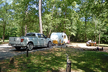 Camper at Stubblefield Campground on the Sam Houston National Forest.