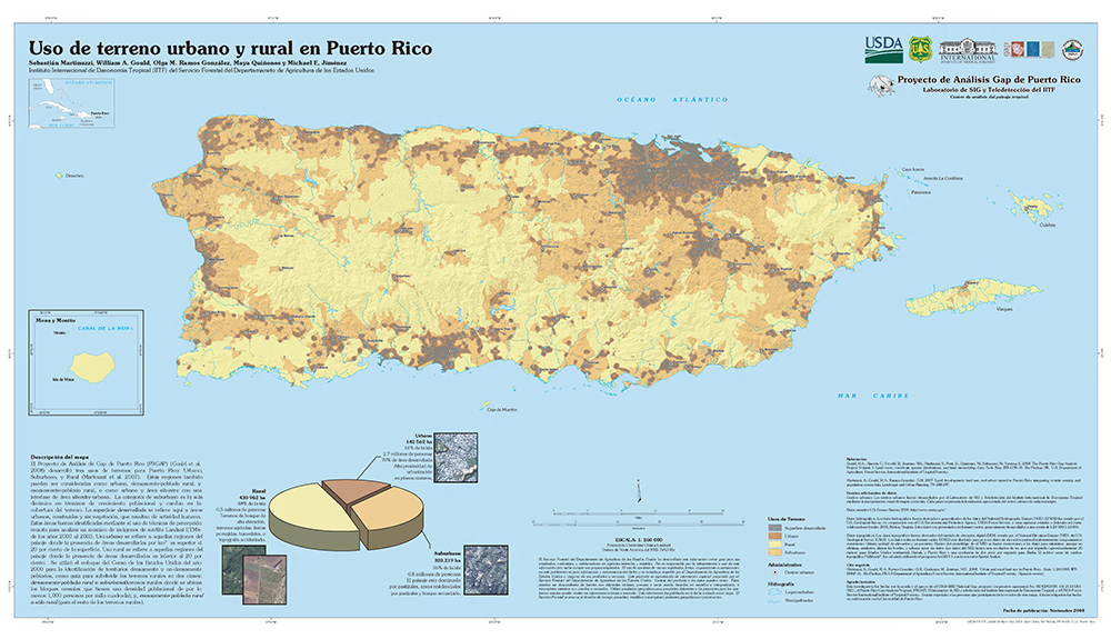 Map showing Urban and rural land use in Puerto Rico.