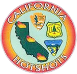Emblem depicting the state of California and the shields of the NPS, BLM and USFS