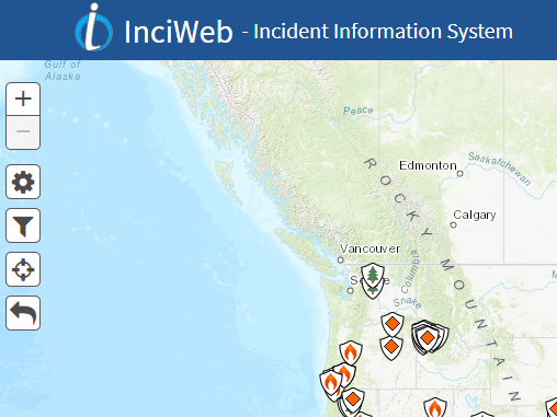 Graphic: A n image of the Inciweb fire map