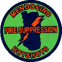 Circular logo depicting the geographic outline of the Mendocino Forest and a lightning bolt