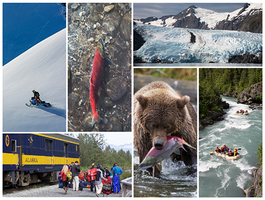A collage of forest-related activities on the Chugach National Forest.