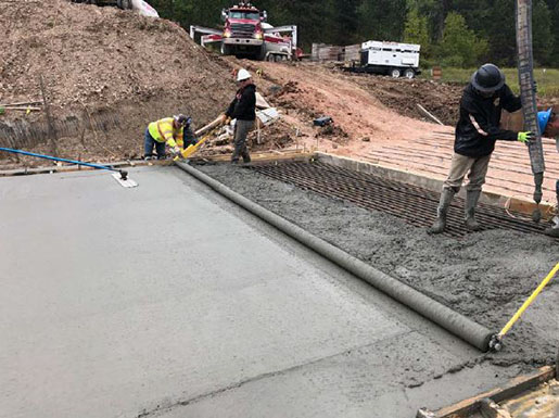 Placing the slab for the bridge foundation