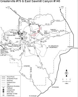 Greaterville 79 and East Sawmill Canyon 146 map
